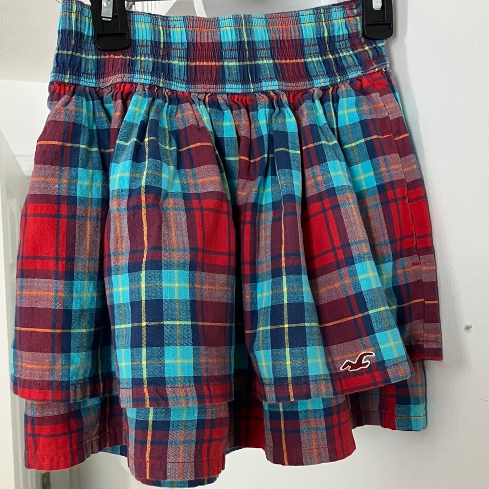 Hollister Red and Blue Plaid Skirt